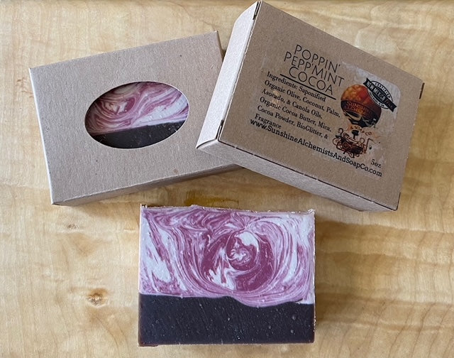 Poppin' Peppermint Cocoa Vegan Organic Handmade Soap - Sunshine Alchemists & Soap Co