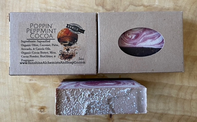 Poppin' Peppermint Cocoa Vegan Organic Handmade Soap - Sunshine Alchemists & Soap Co