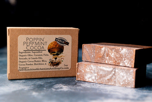 Poppin' Peppermint Cocoa Vegan Organic Handmade Soap - Sunshine Alchemists & Soap Co