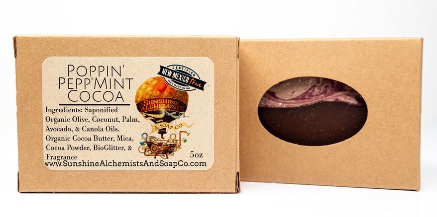 Poppin' Peppermint Cocoa Vegan Organic Handmade Soap - Sunshine Alchemists & Soap Co