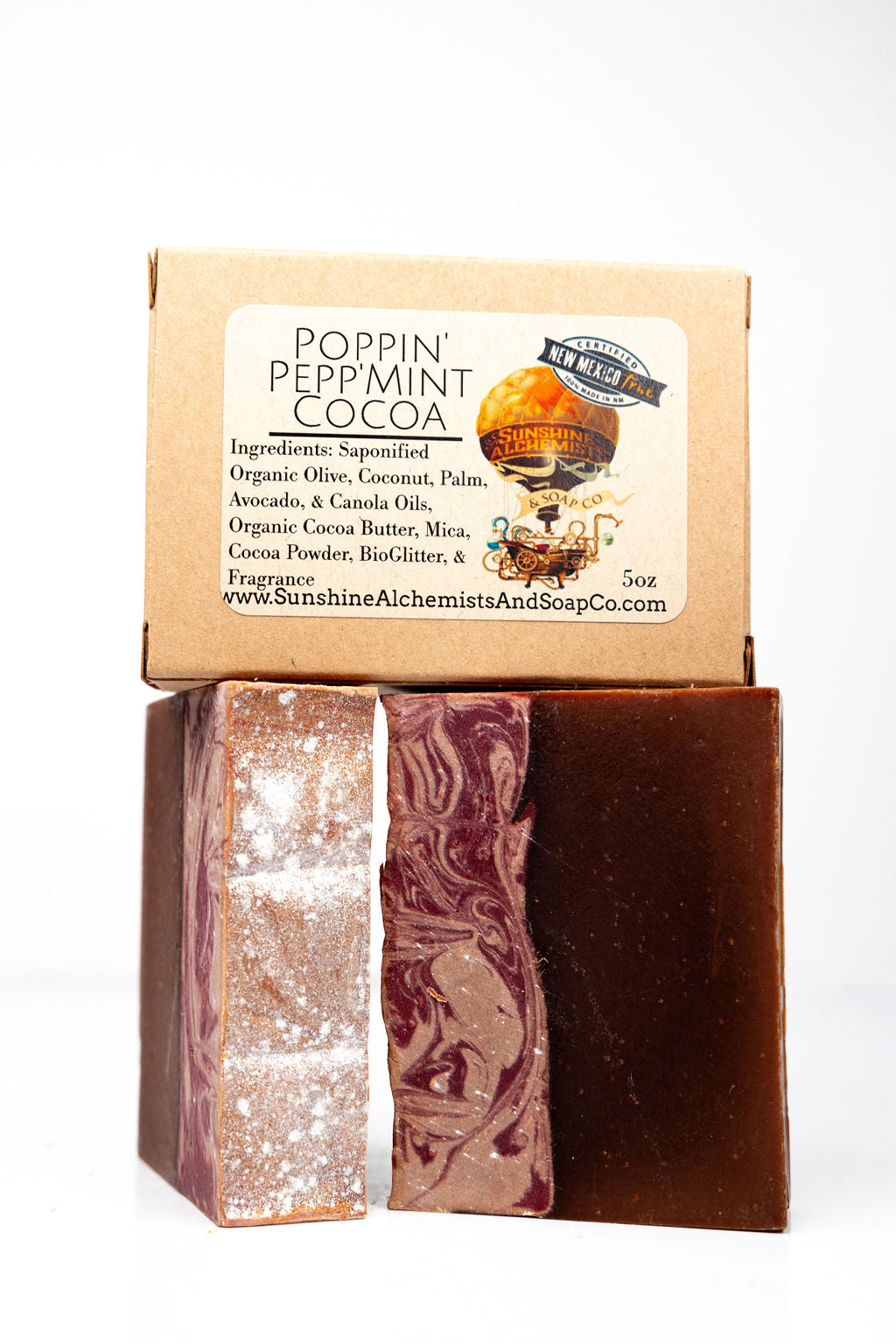 Poppin' Peppermint Cocoa Vegan Organic Handmade Soap - Sunshine Alchemists & Soap Co