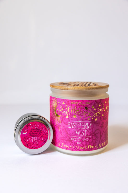 Raspberry Twist Handmade Non Toxic Candles - Sunshine Alchemists & Soap Co