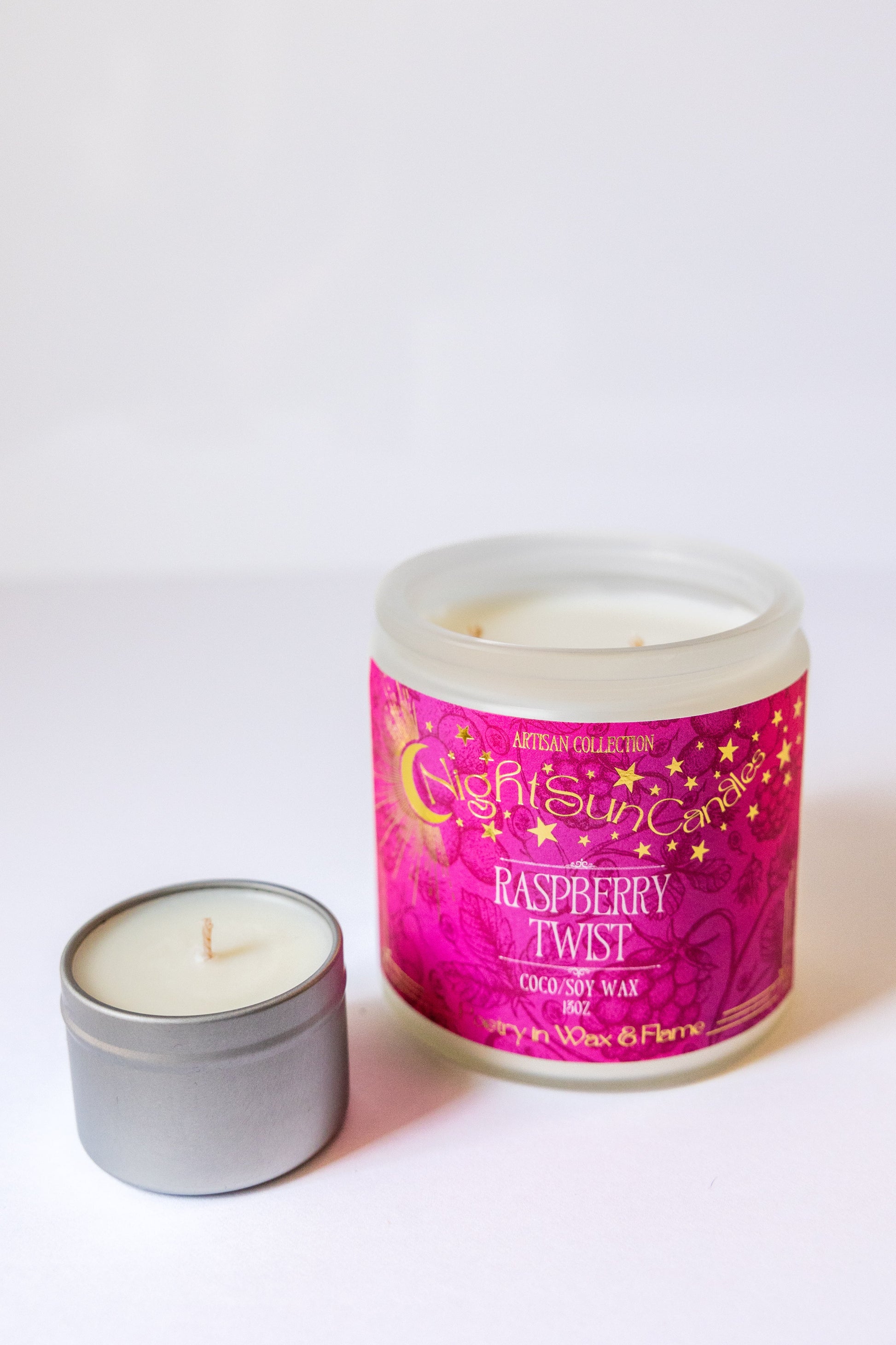 Raspberry Twist Handmade Non Toxic Candles - Sunshine Alchemists & Soap Co